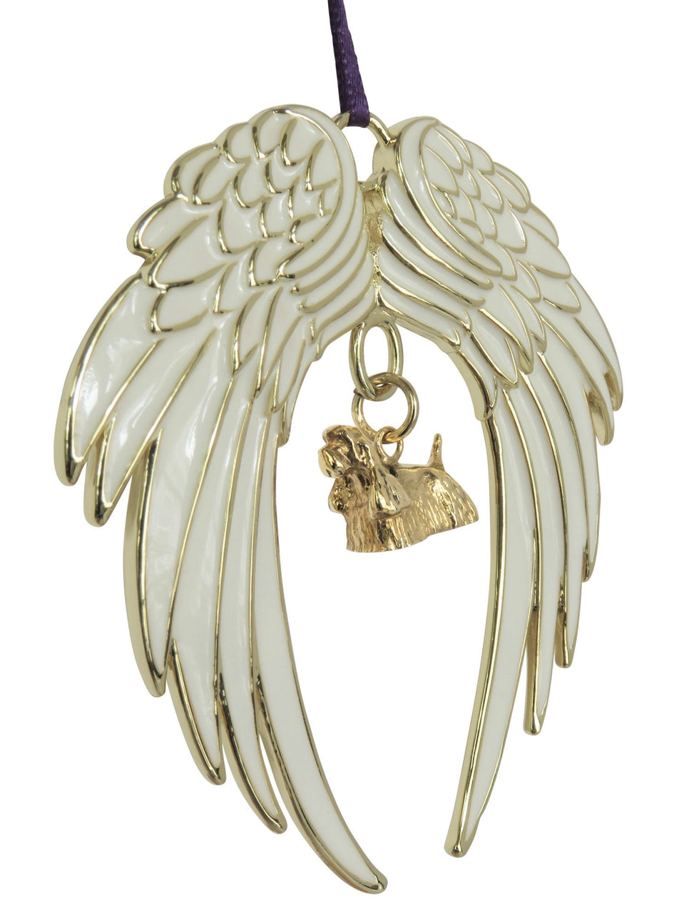 Cocker Spaniel Gold Plated Holiday Angel Wing Ornament