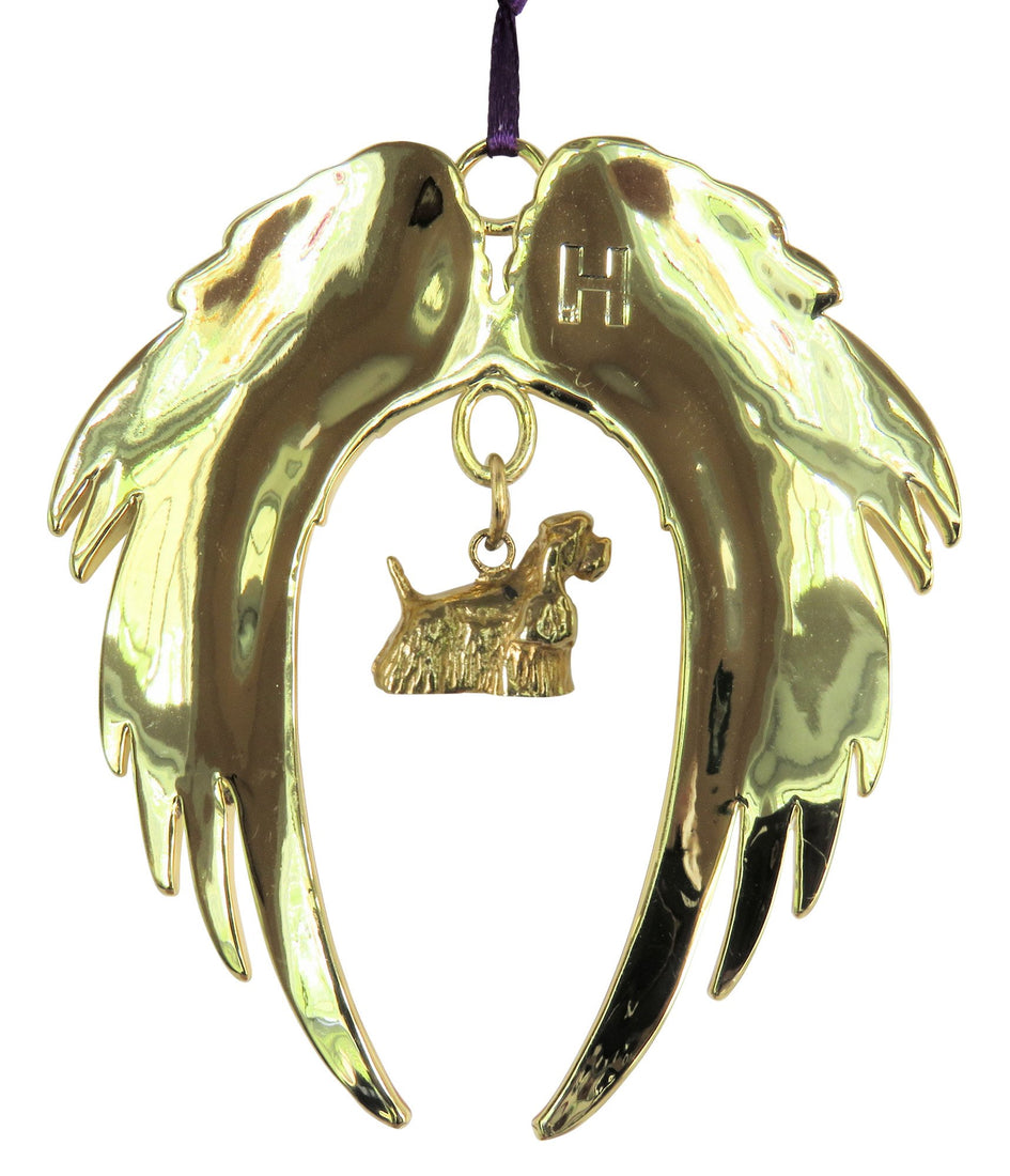 Cocker Spaniel Gold Plated Holiday Angel Wing Ornament