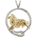 Rough Coat Collie in Solid 14K Gold and Sterling Silver Leash Pendant