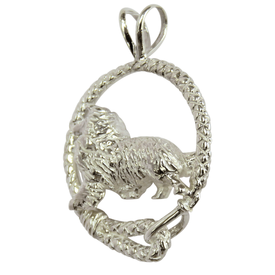 Rough Coat Collie in Solid Sterling Silver Leash Pendant
