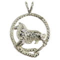 Rough Coat Collie in Solid Sterling Silver Leash Pendant