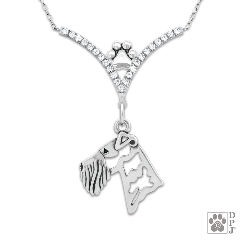 VIP Airedale Terrier CZ Necklace, Head