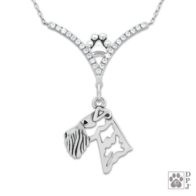 Airedale Terrier VIP CZ Necklace, Head