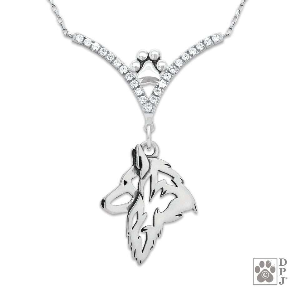 Belgian Tervuren VIP  CZ Necklace, Head