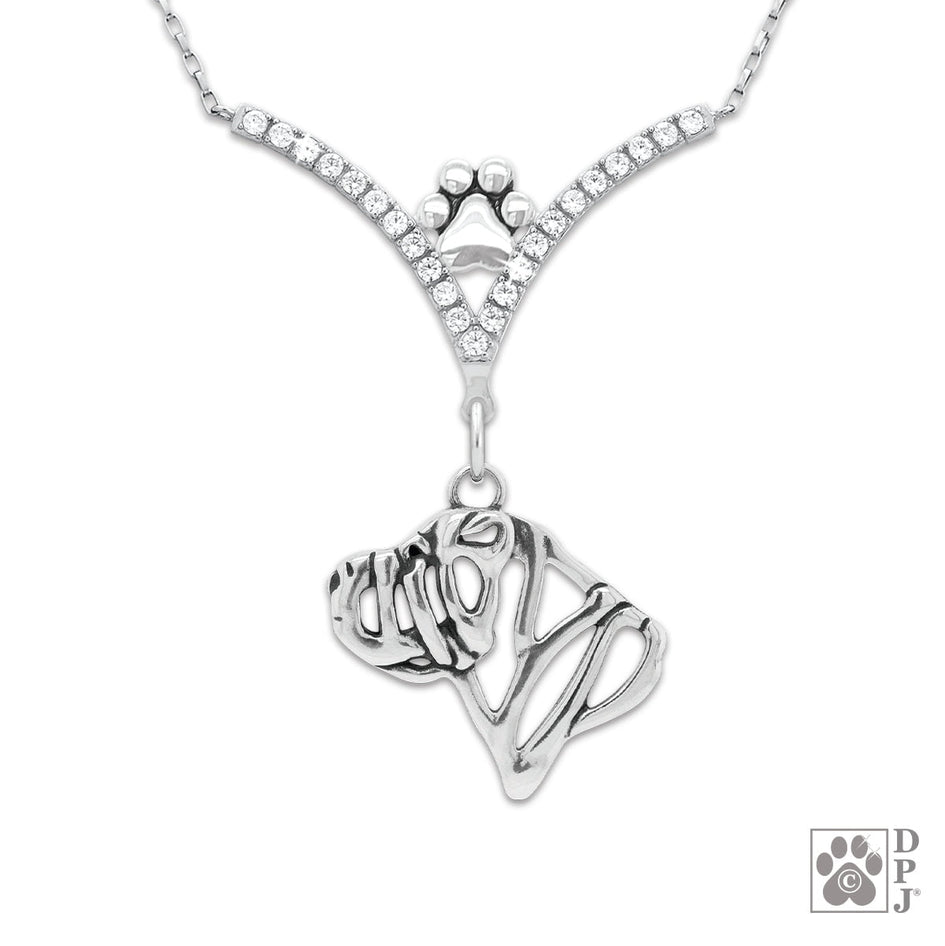 Chinese Shar-Pei VIP CZ Necklace, Head