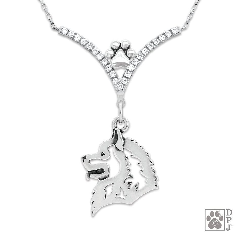 VIP Samoyed CZ Necklace, Head