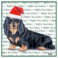Dachshund (Black Longhaired) Happy Howlidays Text - Women's V-Neck T-Shirt