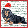 Dachshund (Black Longhaired) Happy Howlidays Text - Adult Unisex T-Shirt