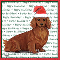 Dachshund (Red Longhaired) Happy Howlidays Text - Adult Unisex T-Shirt
