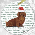 Dachshund, Red Long Hair "Happy Howlidays" Ornament