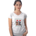 Dachshund (Pair) Happy Howlidays Text - Women's V-Neck T-Shirt