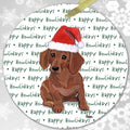 Dachshund, Red "Happy Howlidays" Ornament
