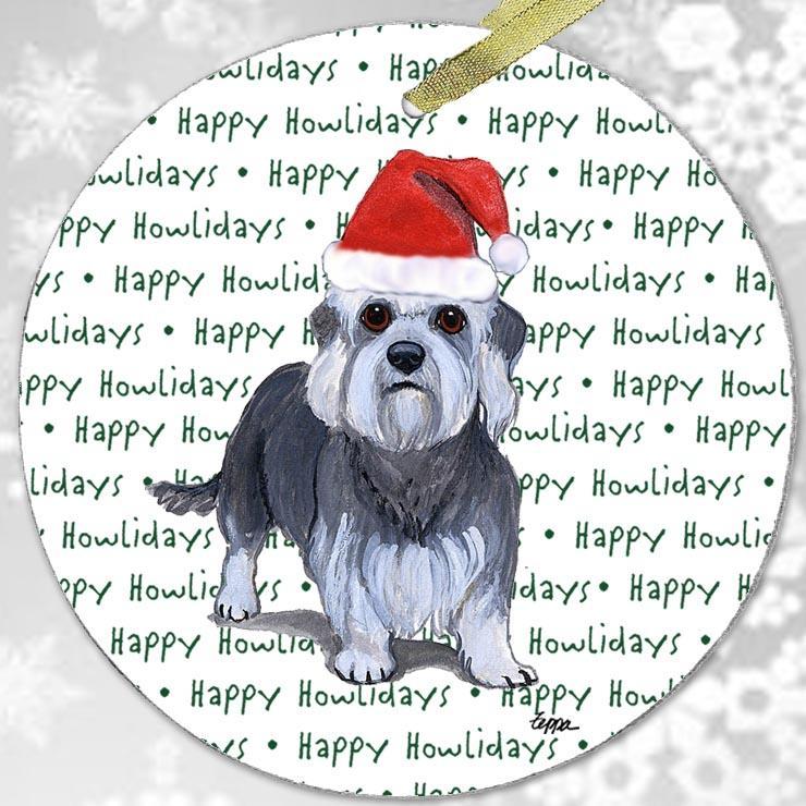 Dandie Dinmont Terrier "Happy Howlidays" Ornament