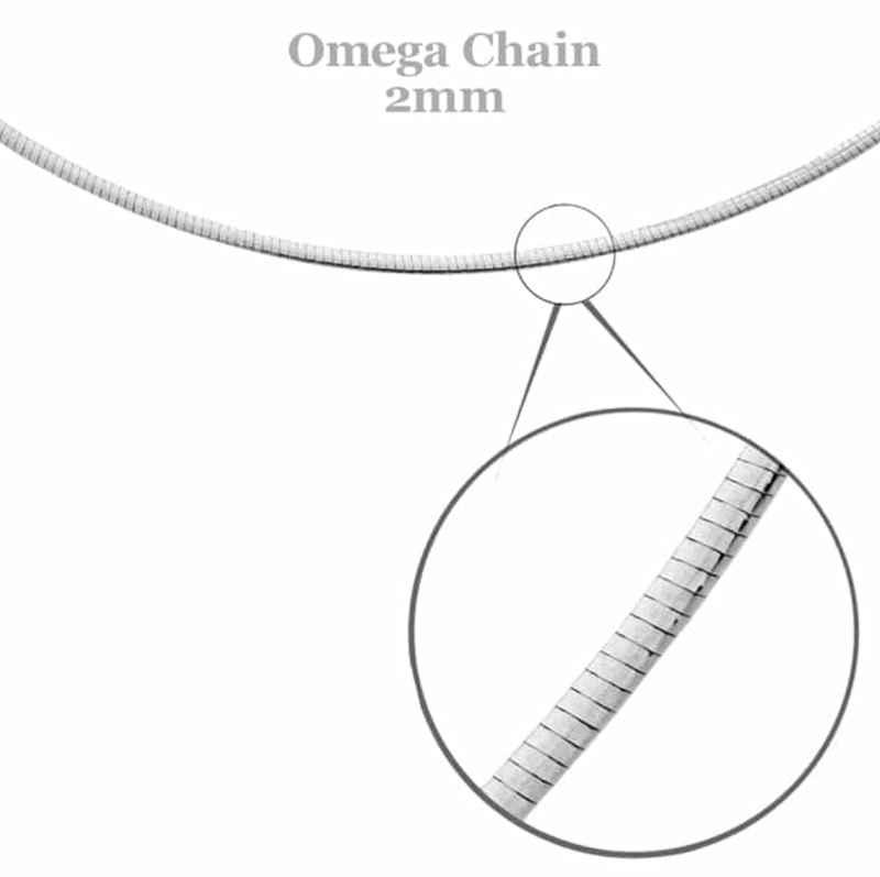 Sterling Silver 2mm Omega Chain