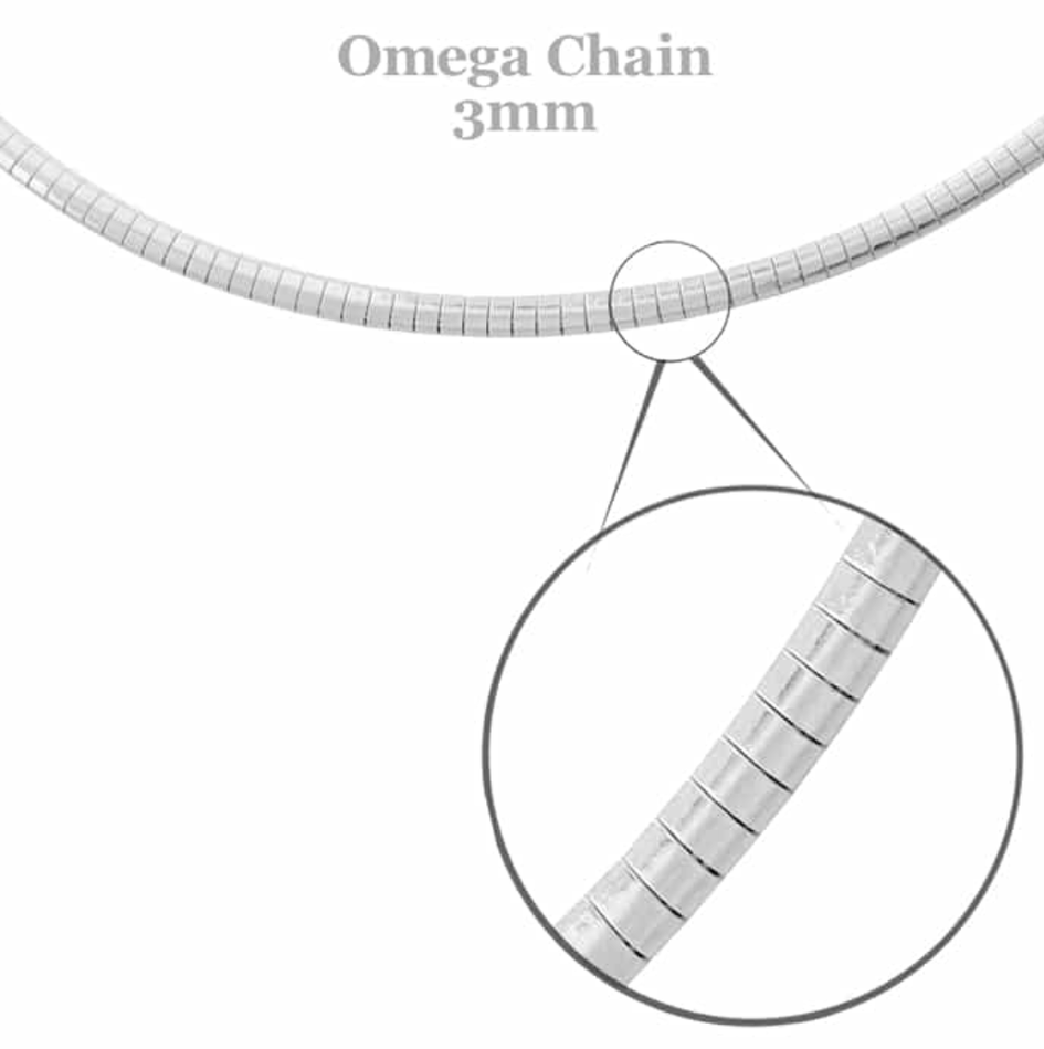 Sterling Silver 3mm Omega Chain