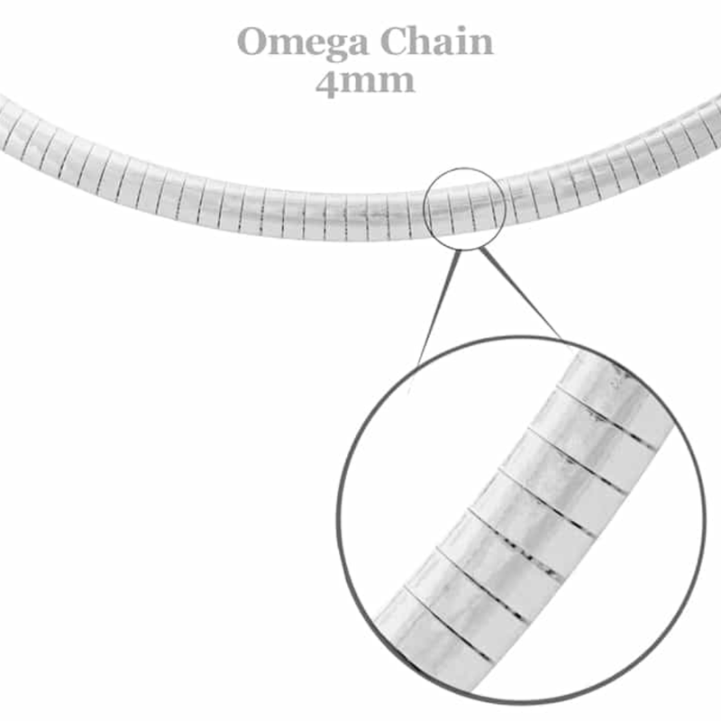 Sterling Silver 4mm Omega Chain