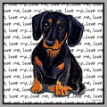 Black Dachshund Love Text - Women's V-Neck T-Shirt