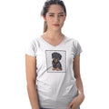 Black Dachshund Love Text - Women's V-Neck T-Shirt