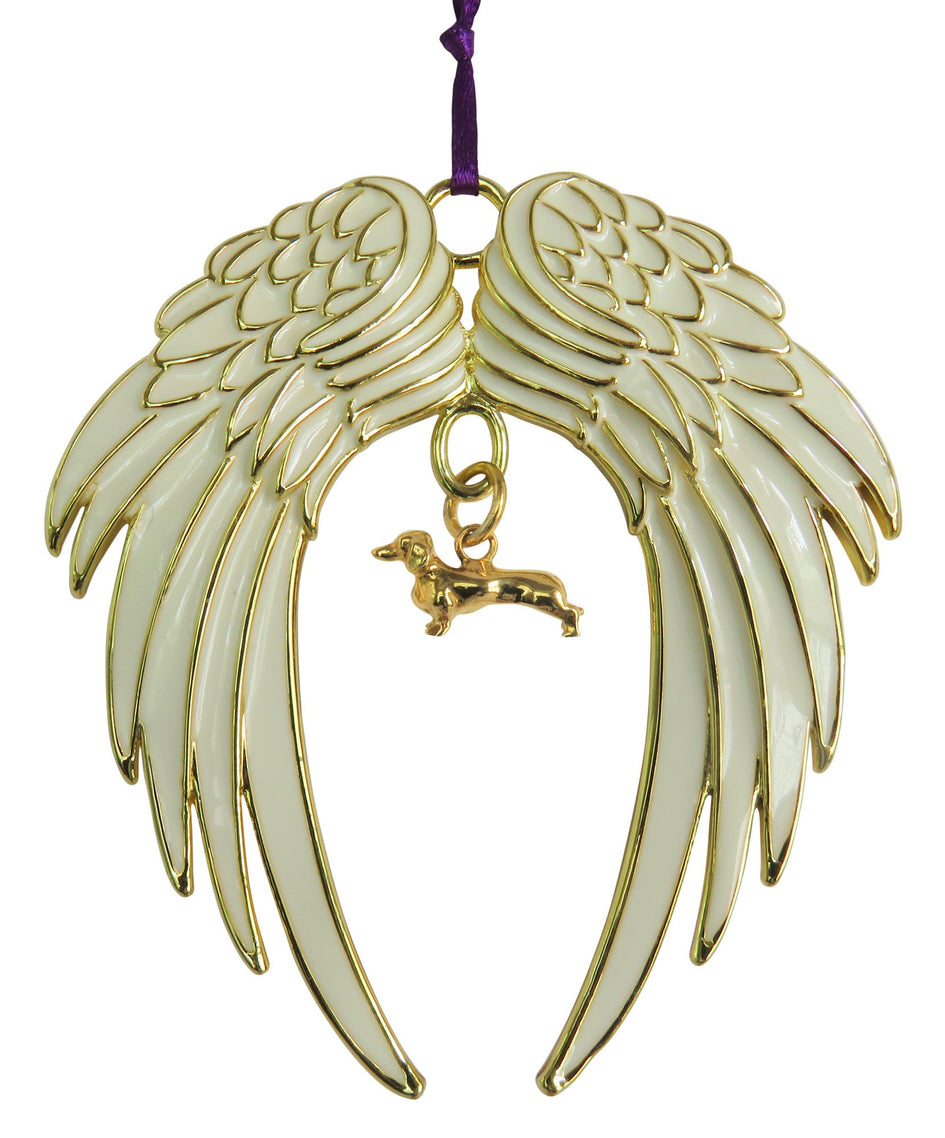 Dachshund Gold Plated Holiday Angel Wing Ornament