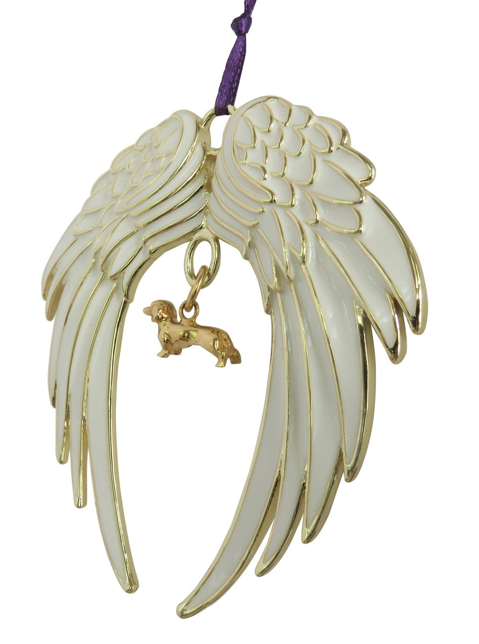 Dachshund Gold Plated Holiday Angel Wing Ornament