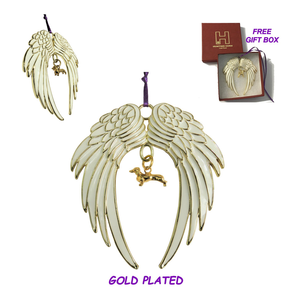 Dachshund Gold Plated Holiday Angel Wing Ornament