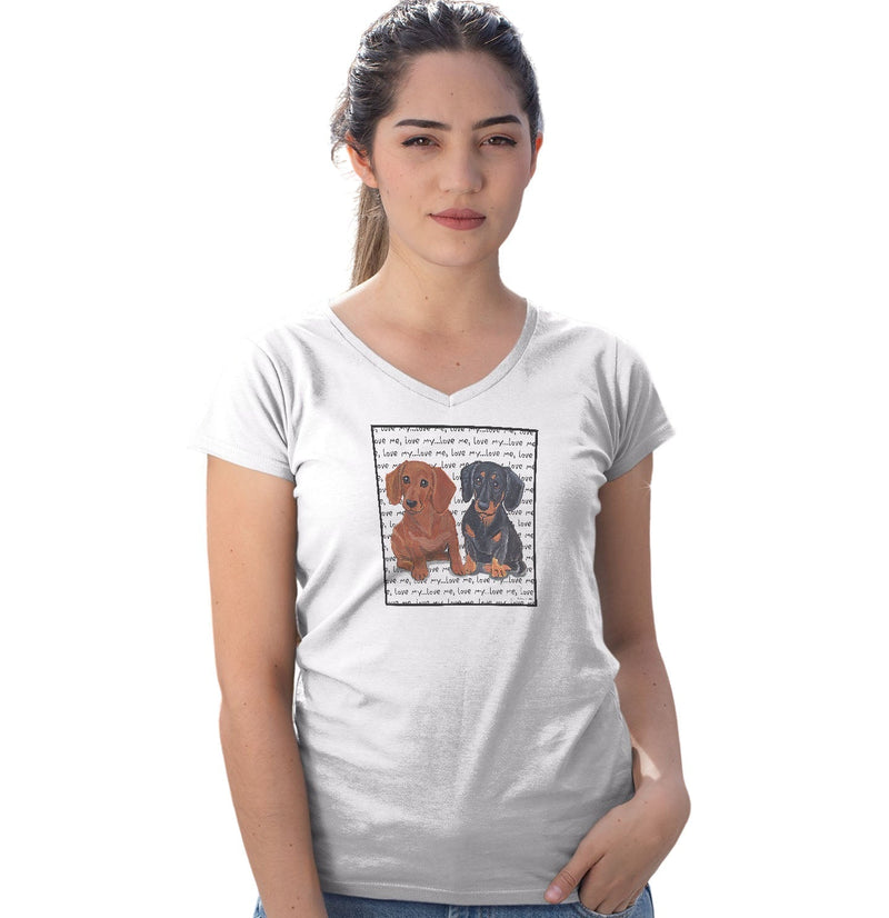 Dachshund Love Text - Women's V-Neck T-Shirt
