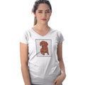 Red Dachshund Love Text - Women's V-Neck T-Shirt