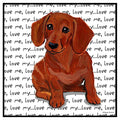 Red Dachshund Love Text - Women's V-Neck T-Shirt
