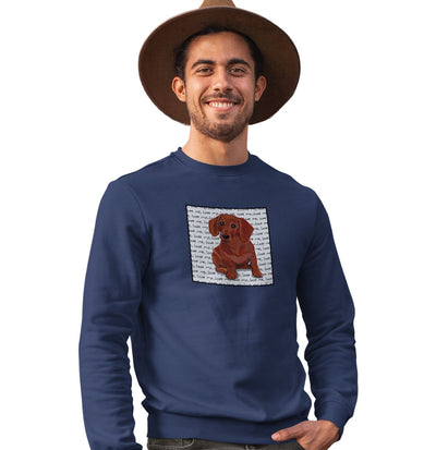 Red Dachshund Love Text - Adult Unisex Crewneck Sweatshirt