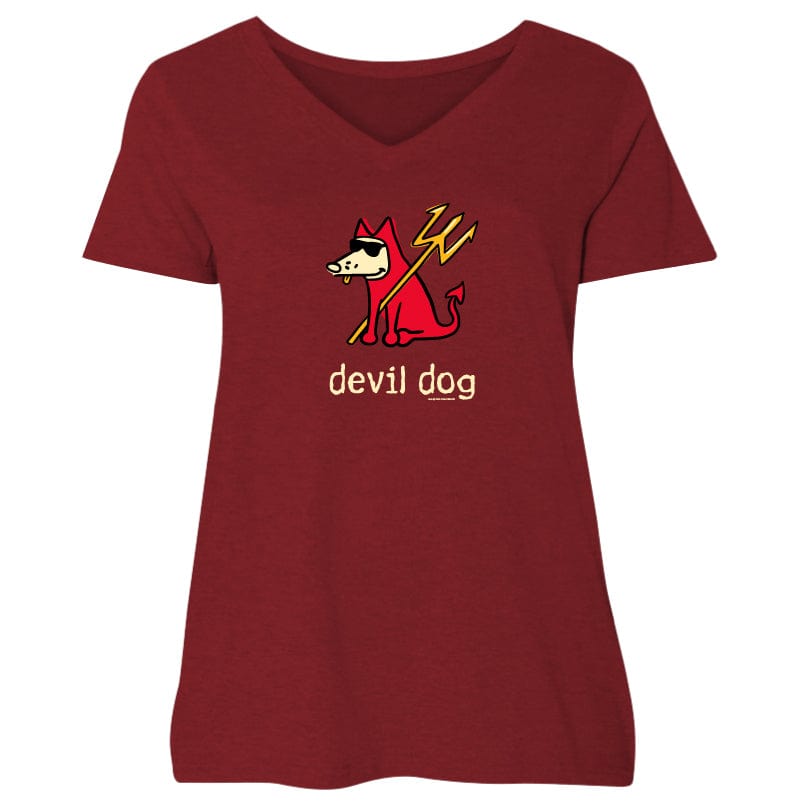 Devil Dog - Ladies Curvy V-Neck Tee