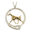 Doberman Pinscher in Solid 14K Gold and Sterling Silver Leash Pendant