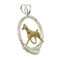 Doberman Pinscher in Solid 14K Gold and Sterling Silver Leash Pendant