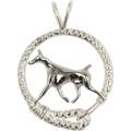 Doberman Pinscher in Solid Sterling Silver Leash Pendant