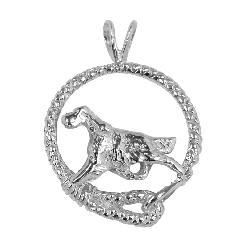 English Setter in Solid Sterling Silver Leash Pendant