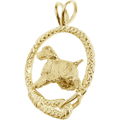 Solid 14K Gold English Springer Spaniel Leash Pendant