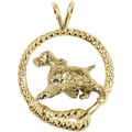 Solid 14K Gold English Springer Spaniel Leash Pendant