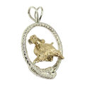 Solid 14K Gold English Springer Spaniel in Sterling Silver Leash Pendant