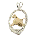 Solid 14K Gold English Springer Spaniel in Sterling Silver Leash Pendant