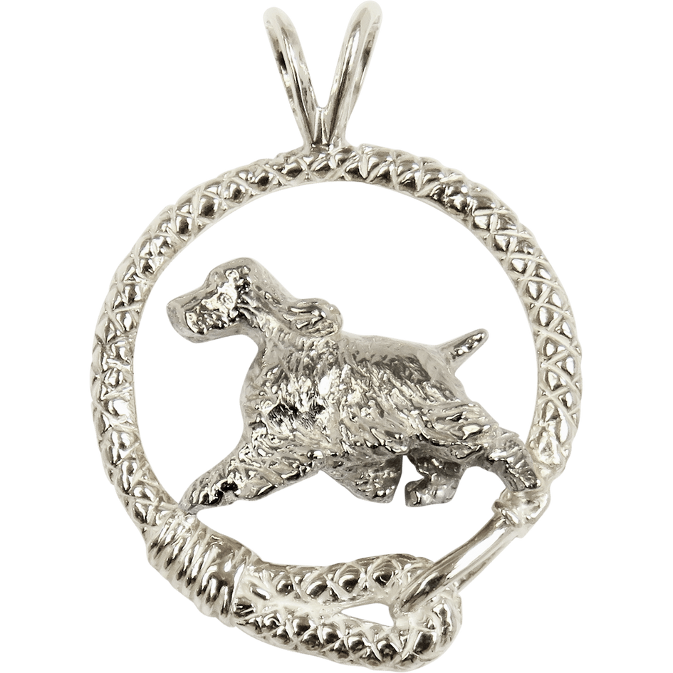 English Springer Spaniel in Solid Sterling Silver Leash Pendant