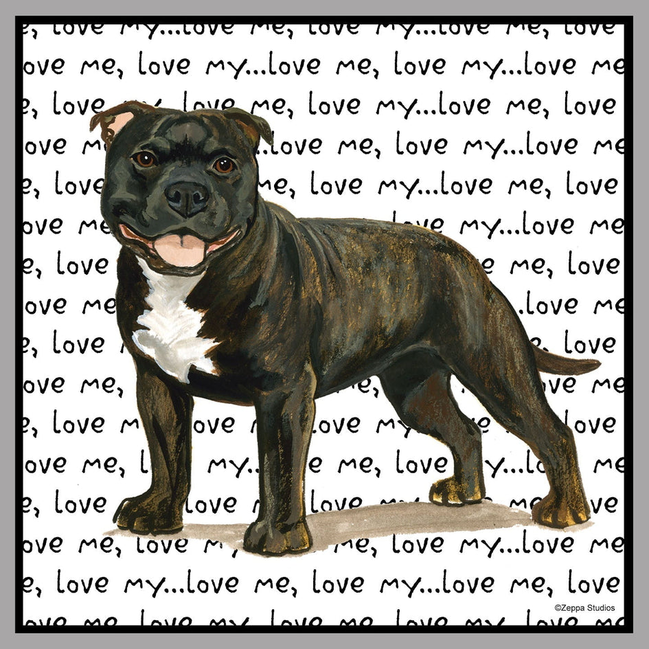 Brindle American Staffordshire Terrier Love Text - Women's V-Neck T-Shirt