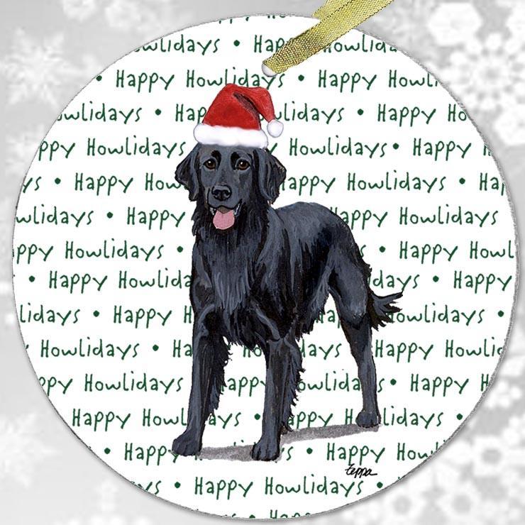 Flat-Coated Retriever "Happy Howlidays" Ornament