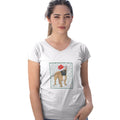 French Bulldog (Fawn) Happy Howlidays Text - Women's V-Neck T-Shirt
