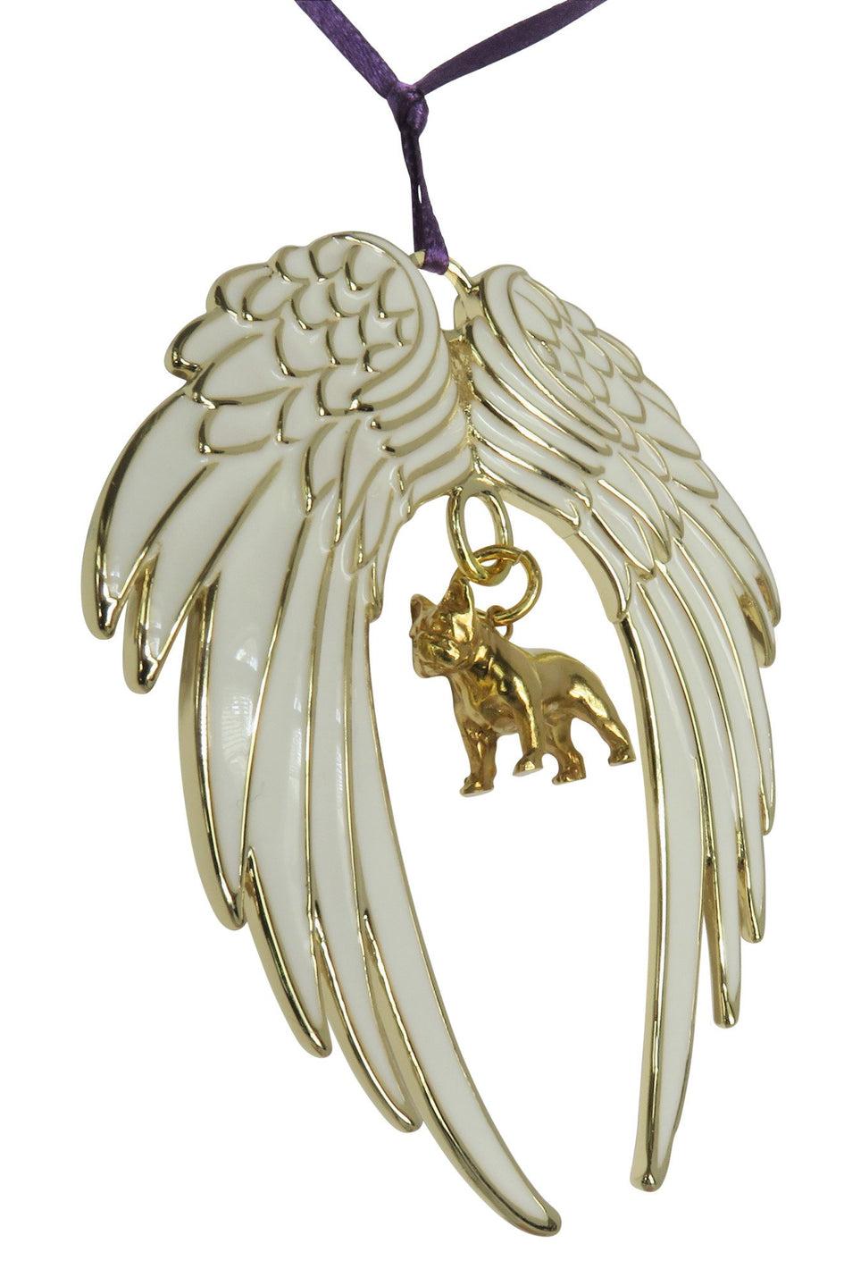 French Bulldog Gold Plated Holiday Angel Wing Ornament