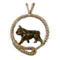 French Bulldog in 14K Gold Leash Pendant Custom Enamel
