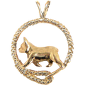 French Bulldog Solid 14K Gold Leash Pendant