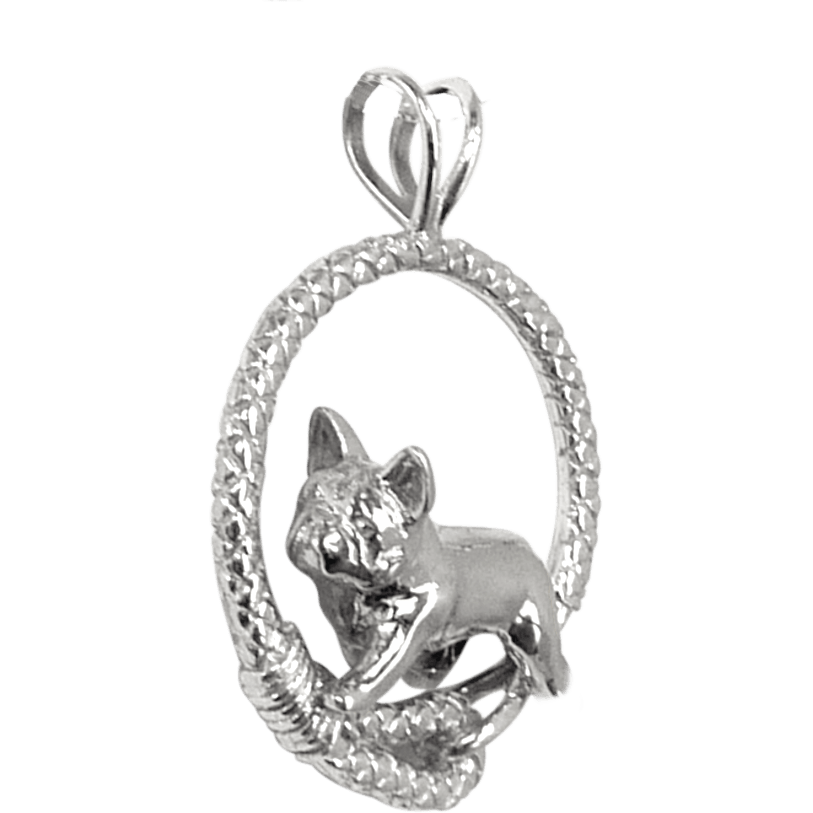 French Bulldog in Solid Sterling Silver Leash Pendant