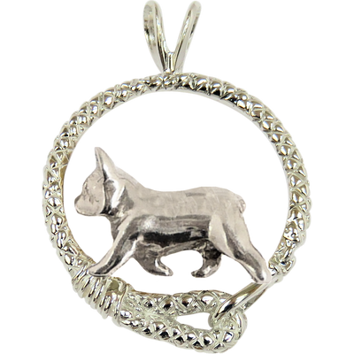 French Bulldog in Solid Sterling Silver Leash Pendant