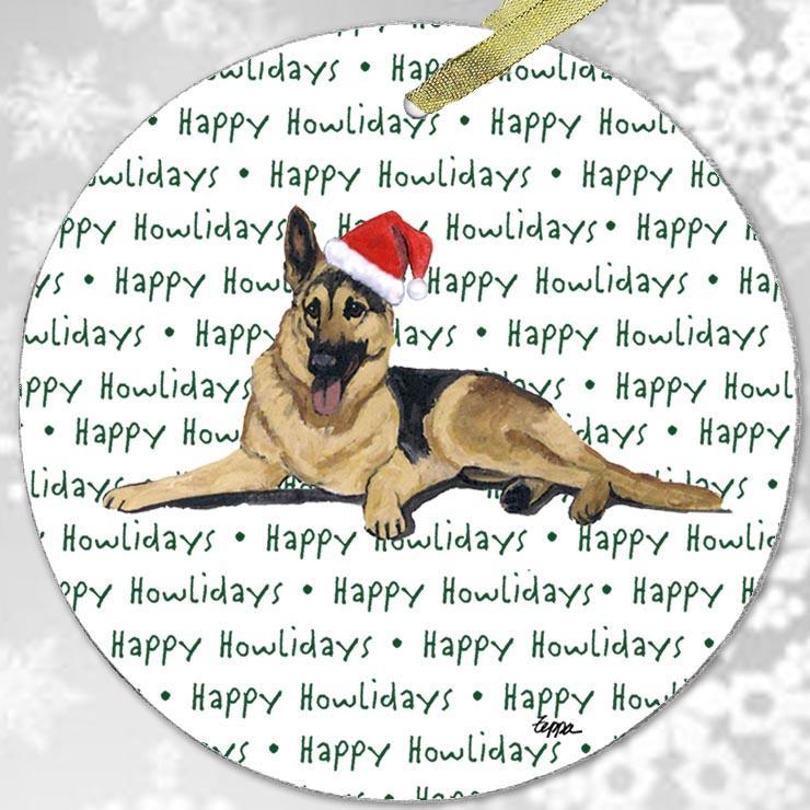 German Shepherd Dog "Happy Howlidays" Ornament