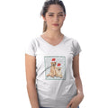 Golden Retriever Pair Happy Howlidays Text - Women's V-Neck T-Shirt