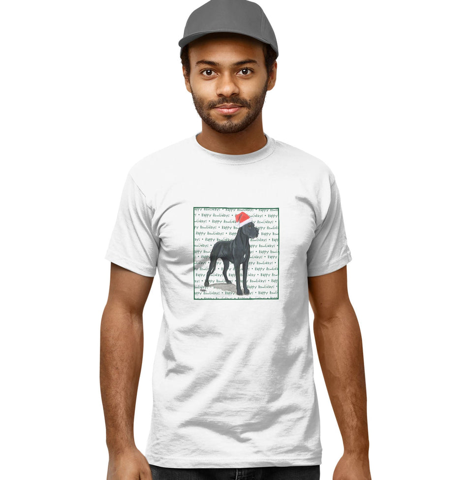 Great Dane Happy Howlidays Text - Adult Unisex T-Shirt